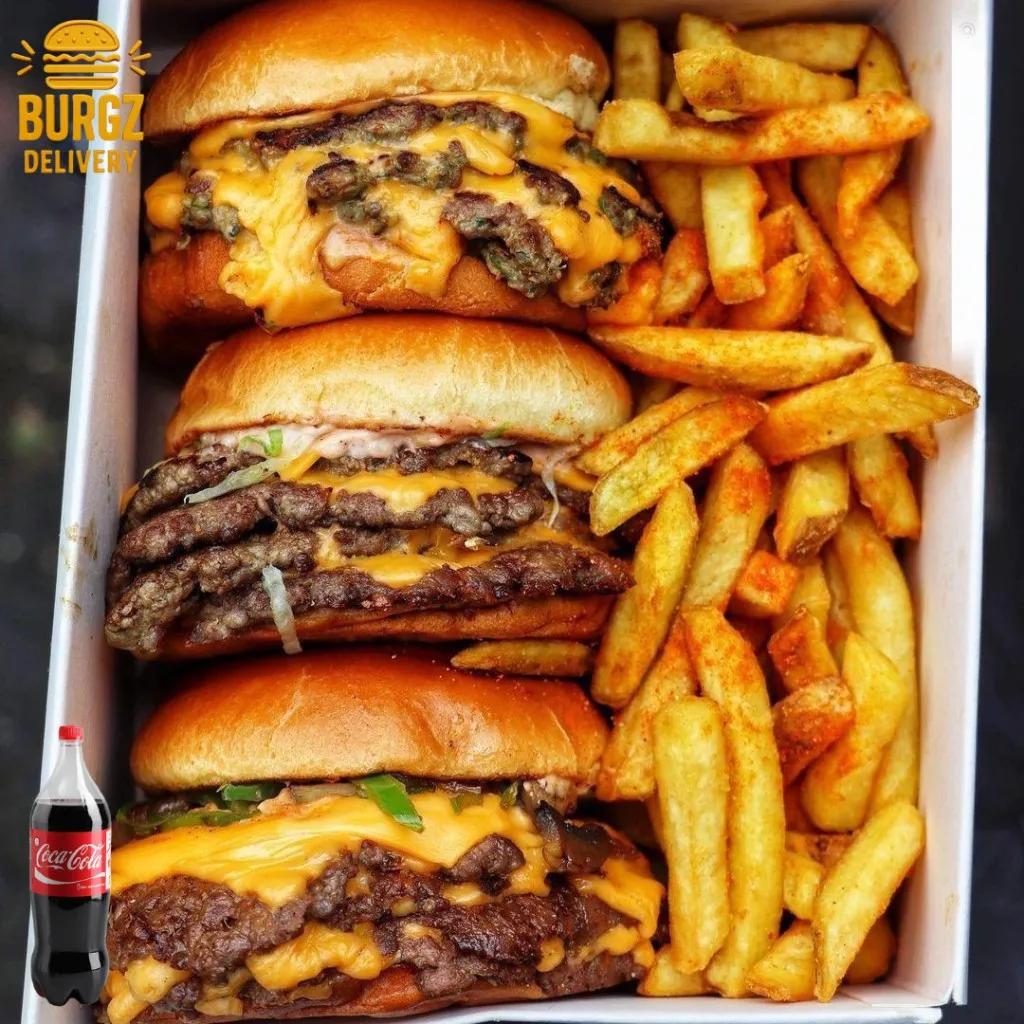COMBO TRIO SMASH – 3x Classic Smash Burguer + 500g Fritas + Coca-Cola 2 Litros